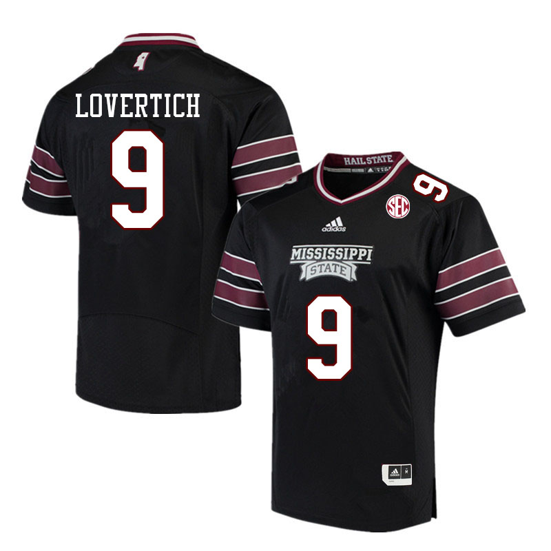 Men #9 Chance Lovertich Mississippi State Bulldogs College Football Jerseys Sale-Black